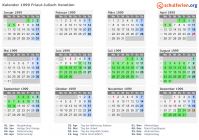 Kalender 1999 mit Ferien und Feiertagen Friaul-Julisch Venetien