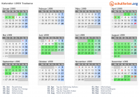 Kalender 1999 mit Ferien und Feiertagen Toskana