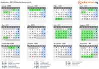 Kalender 1999 mit Ferien und Feiertagen Niederösterreich