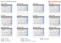 Kalender 1999 mit Ferien und Feiertagen Basel-Stadt