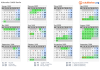 Kalender 2000 mit Ferien und Feiertagen Berlin