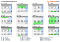 Kalender 2000 mit Ferien und Feiertagen Brandenburg
