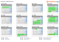 Kalender 2000 mit Ferien und Feiertagen Bremen