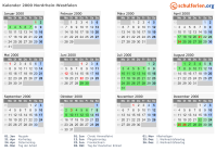 Kalender 2000 mit Ferien und Feiertagen Nordrhein-Westfalen