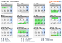 Kalender 2000 mit Ferien und Feiertagen Rheinland-Pfalz