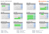 Kalender 2000 mit Ferien und Feiertagen Saarland