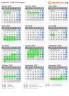 Kalender 2000 mit Ferien und Feiertagen Thüringen