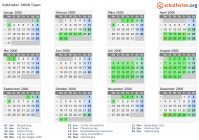 Kalender 2000 mit Ferien und Feiertagen Caen