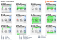Kalender 2000 mit Ferien und Feiertagen Versailles