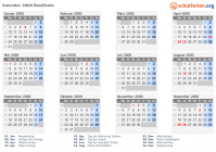 Kalender 2000 mit Ferien und Feiertagen Basilikata