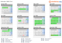 Kalender 2000 mit Ferien und Feiertagen Tirol