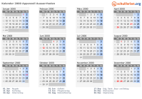 Kalender 2000 mit Ferien und Feiertagen Appenzell Ausserrhoden