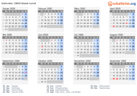 Kalender 2000 mit Ferien und Feiertagen Basel-Land