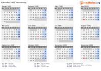 Kalender 2000 mit Ferien und Feiertagen Neuenburg