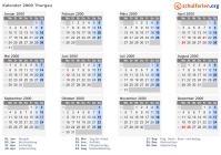 Kalender 2000 mit Ferien und Feiertagen Thurgau