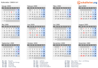 Kalender 2000 mit Ferien und Feiertagen Uri