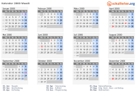 Kalender 2000 mit Ferien und Feiertagen Waadt