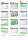 Kalender 2001 mit Ferien und Feiertagen Hamburg