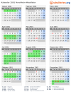 Kalender 2001 mit Ferien und Feiertagen Nordrhein-Westfalen
