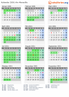 Kalender 2001 mit Ferien und Feiertagen Aix-Marseille