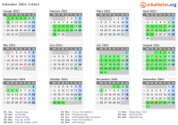 Kalender 2001 mit Ferien und Feiertagen Créteil
