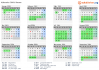 Kalender 2001 mit Ferien und Feiertagen Rouen
