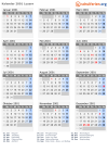 Kalender 2001 mit Ferien und Feiertagen Luzern