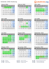 Kalender 2002 mit Ferien und Feiertagen Hamburg