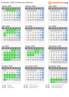 Kalender 2002 mit Ferien und Feiertagen Schleswig-Holstein