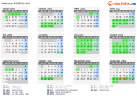 Kalender 2002 mit Ferien und Feiertagen Créteil