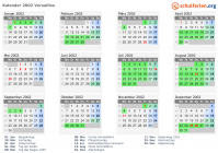 Kalender 2002 mit Ferien und Feiertagen Versailles