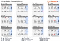 Kalender 2002 mit Ferien und Feiertagen Friaul-Julisch Venetien