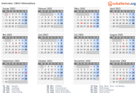Kalender 2002 mit Ferien und Feiertagen Nidwalden