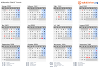 Kalender 2002 mit Ferien und Feiertagen Tessin