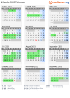 Kalender 2003 mit Ferien und Feiertagen Thüringen