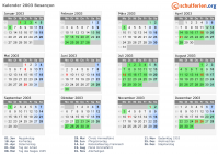 Kalender 2003 mit Ferien und Feiertagen Besançon