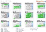 Kalender 2003 mit Ferien und Feiertagen Bordeaux