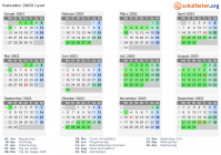 Kalender 2003 mit Ferien und Feiertagen Lyon