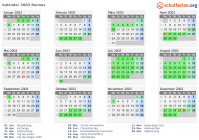 Kalender 2003 mit Ferien und Feiertagen Rennes