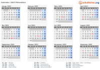 Kalender 2003 mit Ferien und Feiertagen Nidwalden
