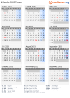Kalender 2003 mit Ferien und Feiertagen Tessin