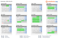 Kalender 2004 mit Ferien und Feiertagen Berlin