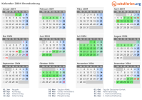 Kalender 2004 mit Ferien und Feiertagen Brandenburg