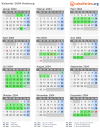Kalender 2004 mit Ferien und Feiertagen Hamburg