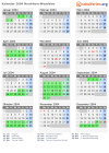Kalender 2004 mit Ferien und Feiertagen Nordrhein-Westfalen