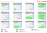 Kalender 2004 mit Ferien und Feiertagen Rheinland-Pfalz