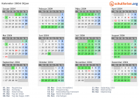 Kalender 2004 mit Ferien und Feiertagen Dijon