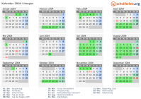Kalender 2004 mit Ferien und Feiertagen Limoges