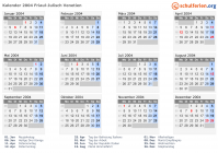 Kalender 2004 mit Ferien und Feiertagen Friaul-Julisch Venetien