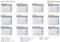 Kalender 2004 mit Ferien und Feiertagen Sardinien